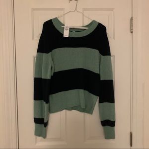 Teal and navy striped american eagle sweater